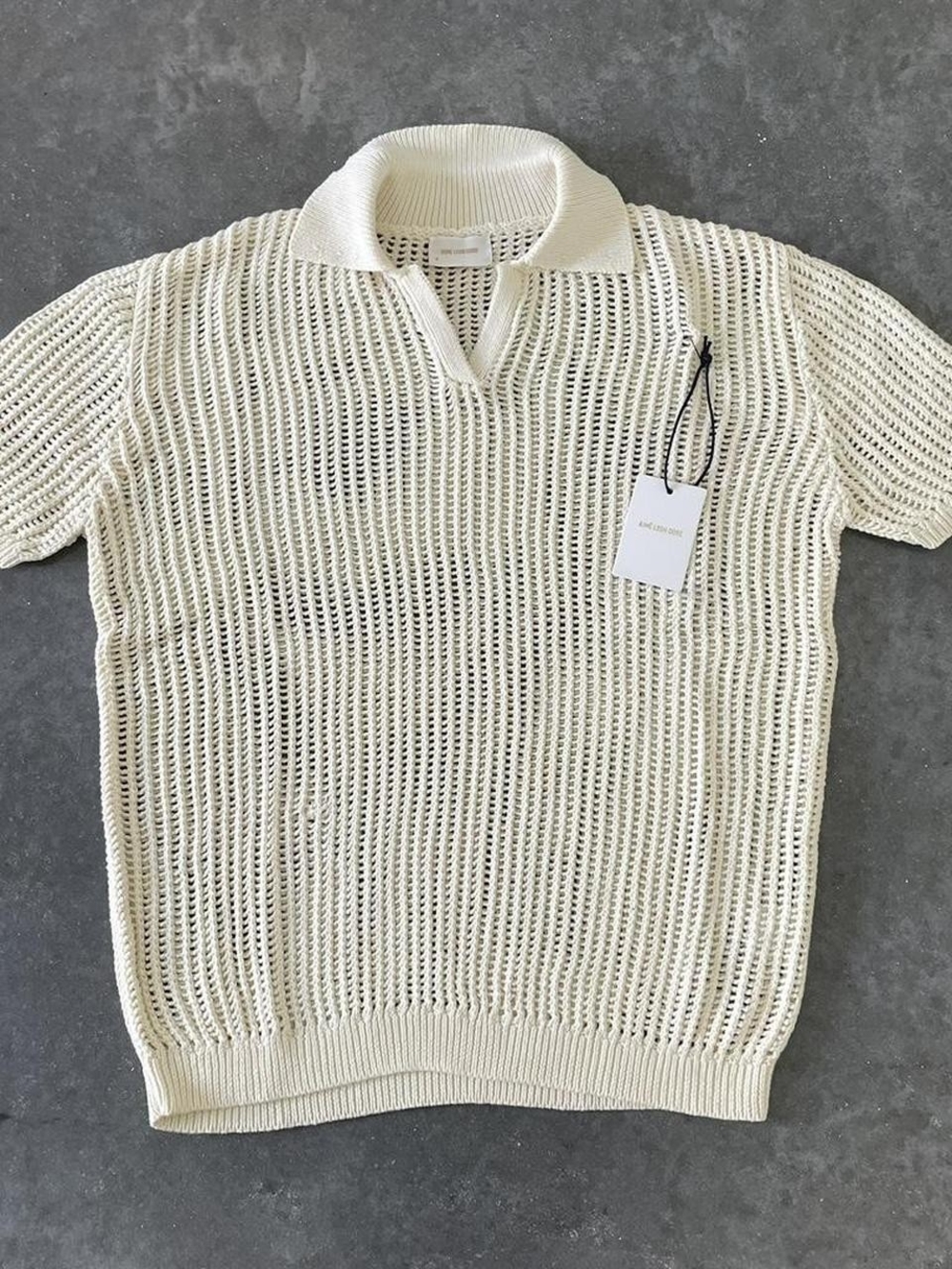Aime Leon Dore Cream Open-Knit Polo Shirt